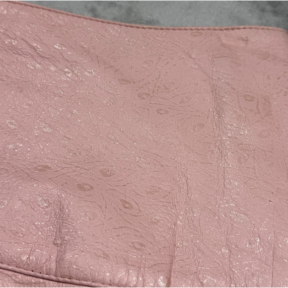 Vintage Lillie Rubin Women's Size 10 Blush Leather Pencil Skirt Ostrich Texture - Picture 12 of 13